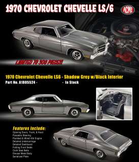 Chevrolet  - Chevelle LS/6 1970 shadow grey - 1:18 - Acme Diecast - 1805524 - acme1805524 | Toms Modelautos
