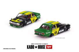 Datsun  - 510 Street 1969 black/yellow/green - 1:64 - Mini GT - KHMG131 - MGTKHMG131 | Tom's Modelauto's