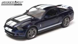 Shelby  - 2010 kona blue/white stripes - 1:18 - GreenLight - 12824 - gl12824 | Toms Modelautos