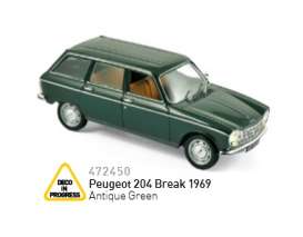 Peugeot  - 204 Break 1967 green - 1:43 - Norev - 472450 - nor472450 | Toms Modelautos
