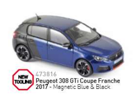 Peugeot  - 2017 magnetic blue/black - 1:43 - Norev - 473816 - nor473816 | Toms Modelautos