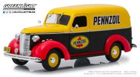 Chevrolet  - Panel Truck 1939 yellow/black/red - 1:24 - GreenLight - 85021 - gl85021 | Toms Modelautos