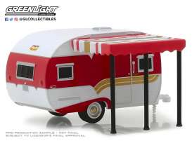 Catolac DeVille Travel Trailer  - 1959 white/red - 1:64 - GreenLight - 34060A - gl34060A | Toms Modelautos