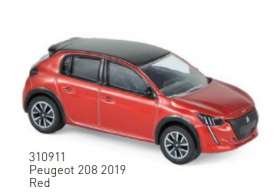 Peugeot  - 208 2019 red - 1:64 - Norev - 310911 - nor310911 | Toms Modelautos