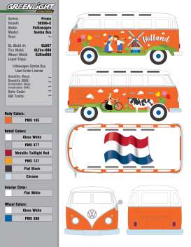 Volkswagen  - T1 Samba 1962 orange/white - 1:64 - GreenLight - 50996C - gl50996C | Toms Modelautos