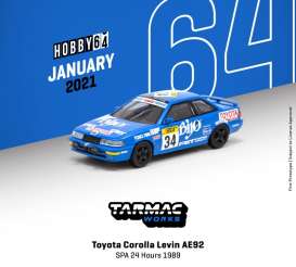 Toyota  - Corolla 1989 blue - 1:64 - Tarmac - T64-036-89SPA34 - TC-T64-036-89SPA34 | Toms Modelautos