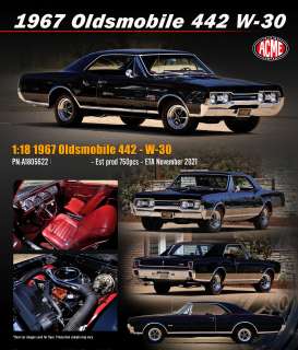Oldsmobile  - 442 W-30 1967 ebony black on red - 1:18 - Acme Diecast - A1805622 - acme1805622 | Toms Modelautos