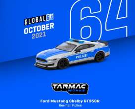 Ford  - Mustang silver/blue - 1:64 - Tarmac - T64G-011-GP - TC-T64G011GP | Toms Modelautos