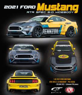 Ford  - Mustang RTR Spec 5-widebody 2021 yellow/black - 1:18 - Acme Diecast - US056 - GTUS056 | Toms Modelautos