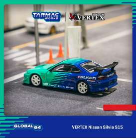 Nissan  - Silvia S15 blue/green - 1:64 - Tarmac - T64G-023-FA - TC-T64G023FA | Toms Modelautos