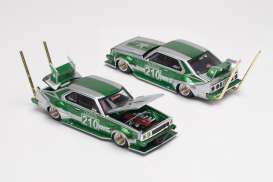 Nissan  - Skyline C210 Kaido House silver/green - 1:64 - Pop Race Limited - PR640061 - PR640061 | Toms Modelautos